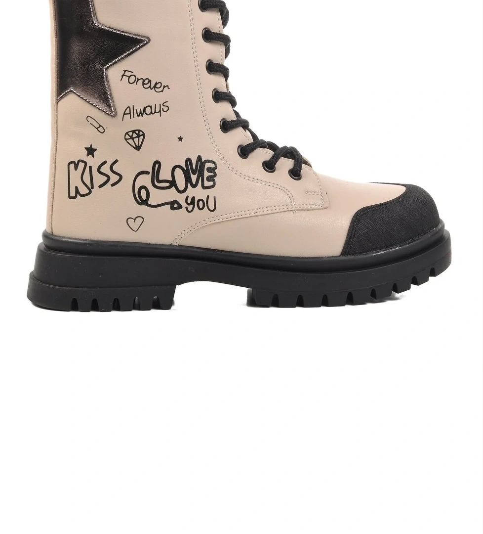 Krem Poliüretan Kız Çocuk Bot - Görsel 1