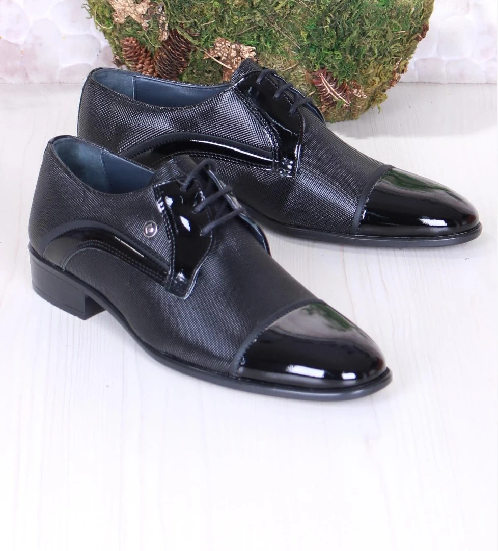 7058 Siyah Rugan Damat Ayakkabısı Takım Ayakkabısı Erkek Klasik Ayakkabı - Görsel 1