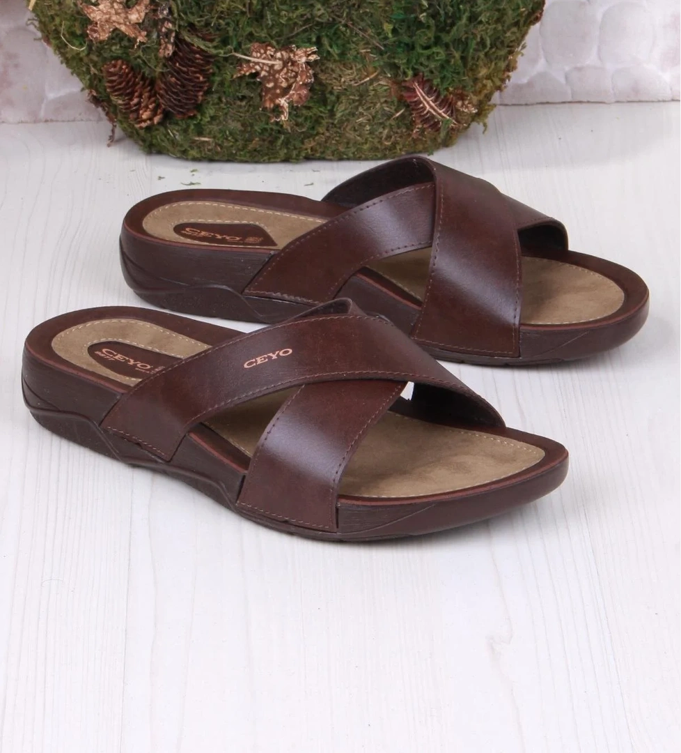 Ceyo 9877 Kahve Rahat Ortapedik Erkek Terlik model görseli