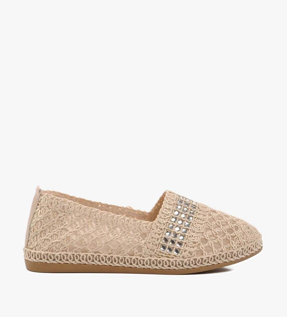 Krem Örme Triko Kadın Babet