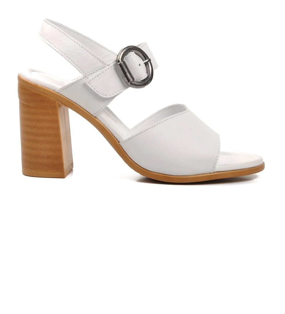 Beyaz Kadın Topuklu Sandalet - Görsel 1