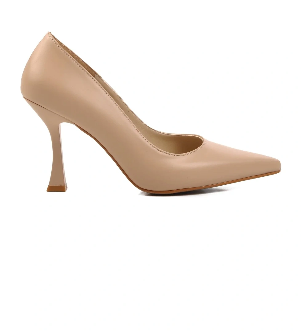 Aspor Bej Ten İnce Topuklu Stiletto Kadın Abiye Ayakkabı - Görsel 1