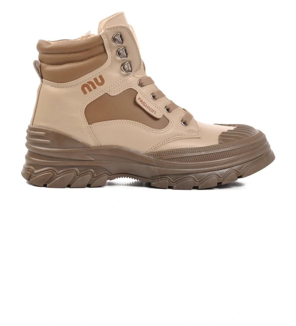 Bej Fermuarlı Kadın Bot - Görsel 1