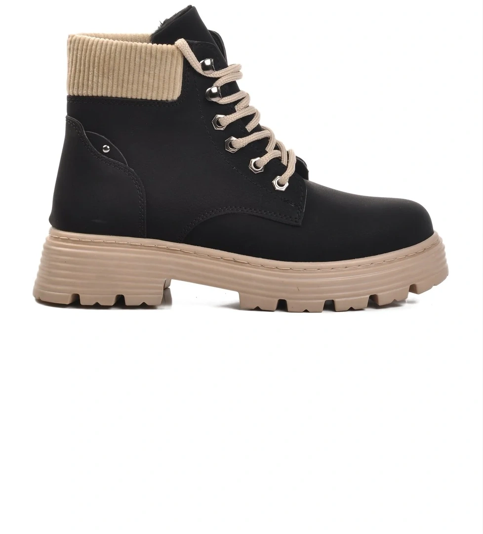 Aspor Siyah Bej Bağcıklı Kadın Bot