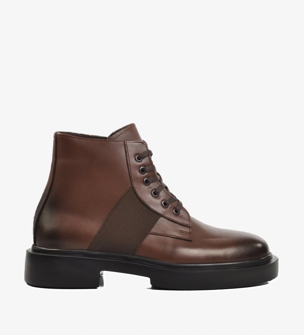 Aspor Kahve Hakiki Deri Düz Erkek Bot Premium