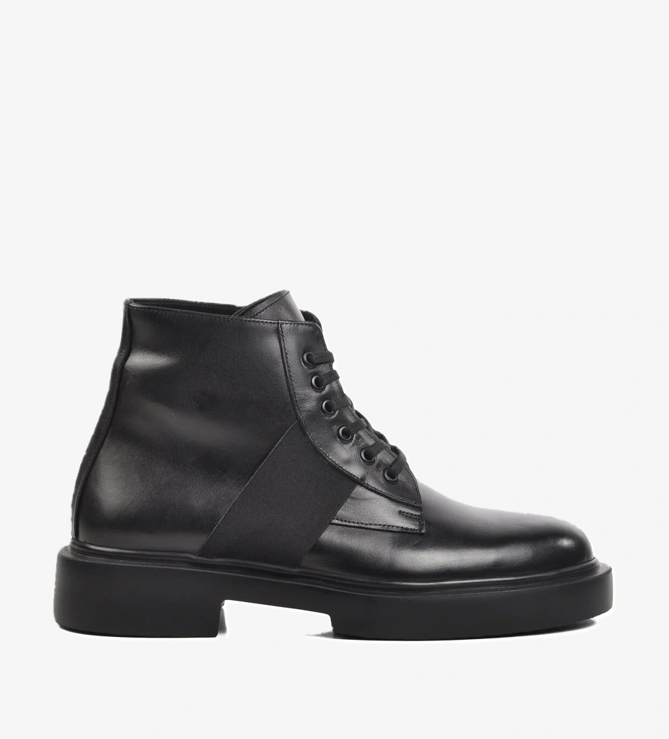 Aspor Siyah Hakiki Deri Düz Erkek Bot - Görsel 1