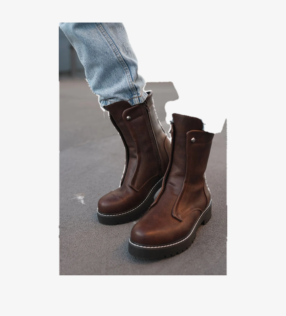 Pabucmarketi Fermuarlı Erkek Düz Bot model görseli