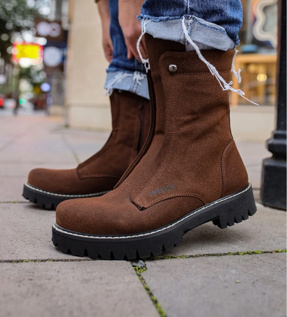 Pabucmarketi Fermuarlı Erkek Düz Bot Kahve model görseli