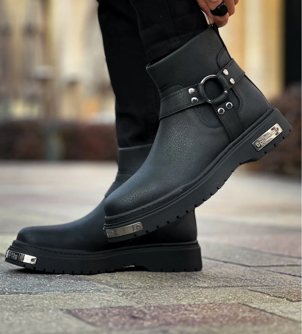 Fermuarlı Erkek Düz Bot Siyah - Görsel 1