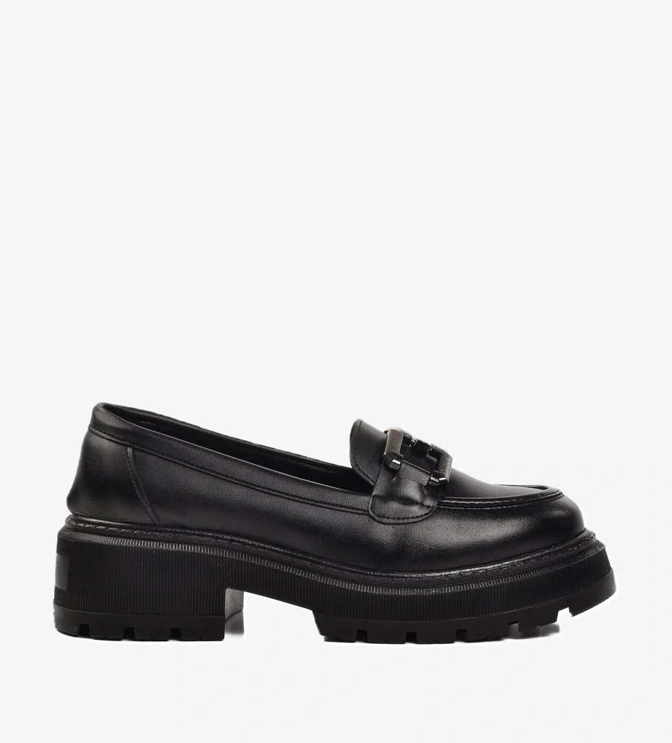 Aspor Siyah Cilt Kadın Günlük Loafer Ayakkabı