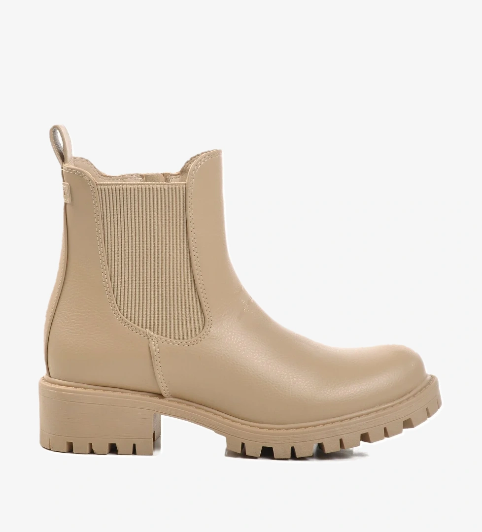 A Spor Aspor Bej Siyah Lastikli Bilekten Esnek Topuklu Kadın Bot model görseli