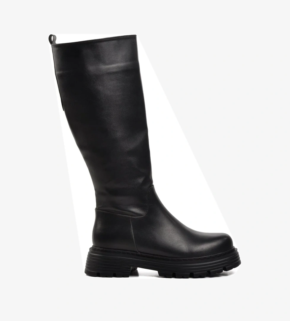 A Spor Aspor Bej Siyah Poliüretan Kadın Çizme model görseli