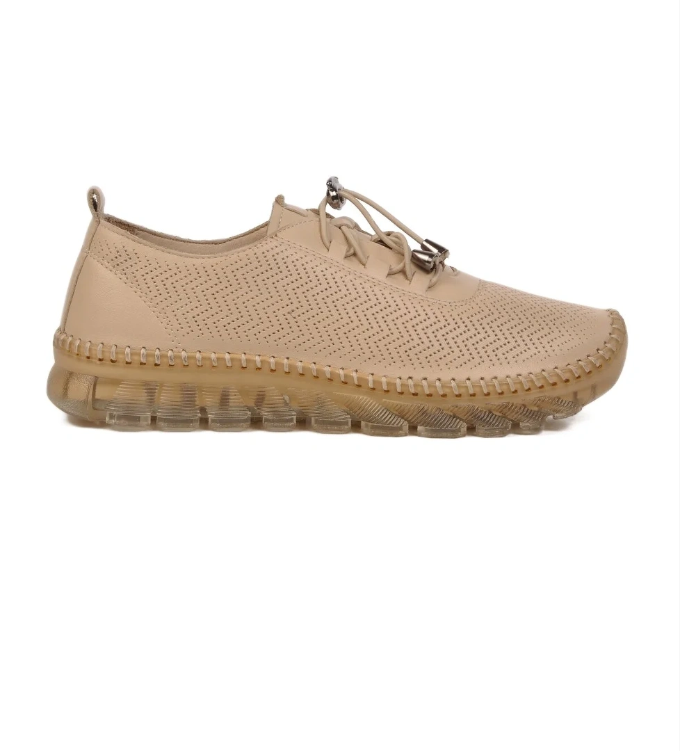 Bej Hakiki Deri Kadın Casual Ayakkabı 0003 Z