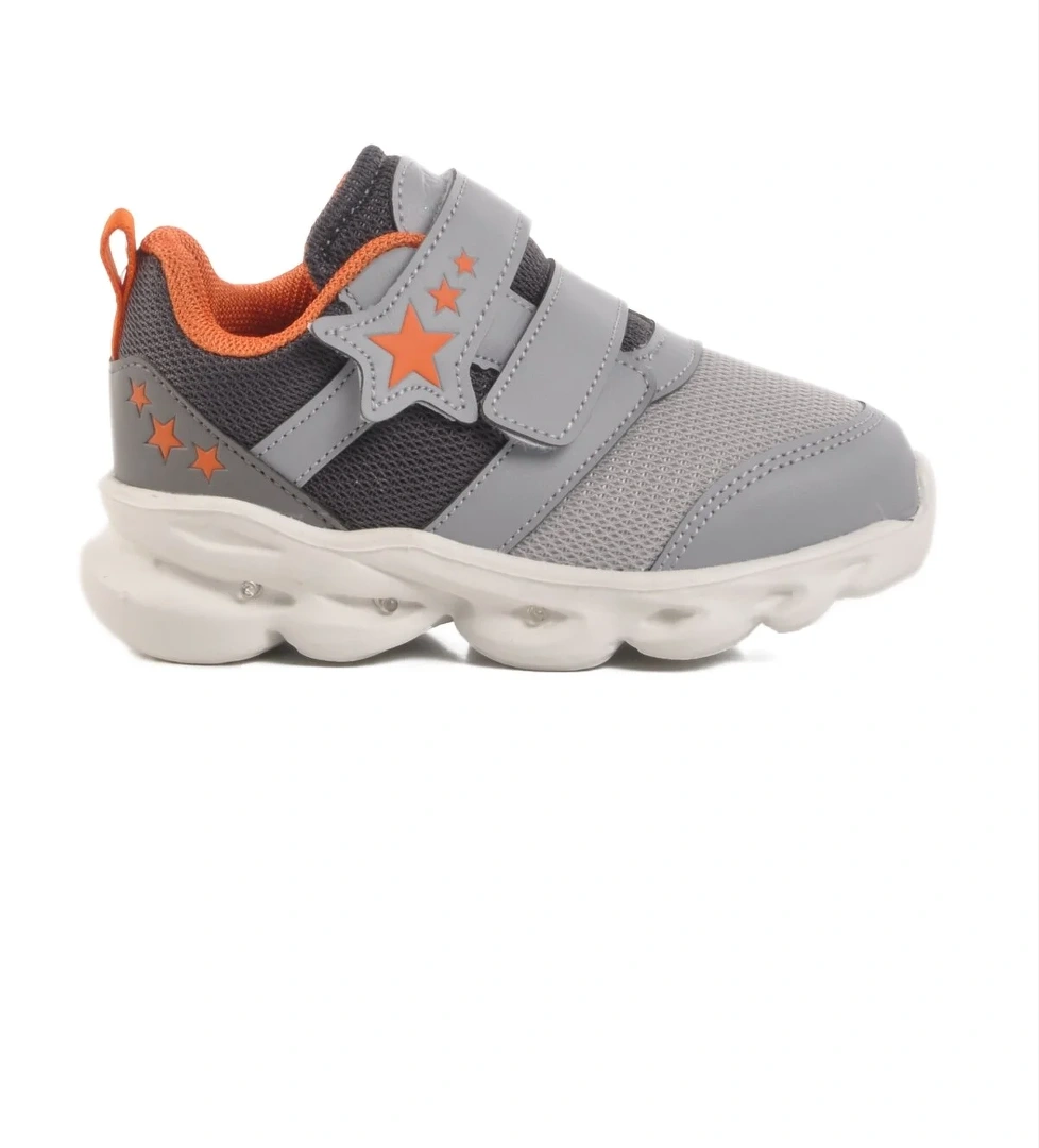 Gri Cırtlı Işıklı Hafif Unisex Çocuk Spor Ayakkabı Cayt B