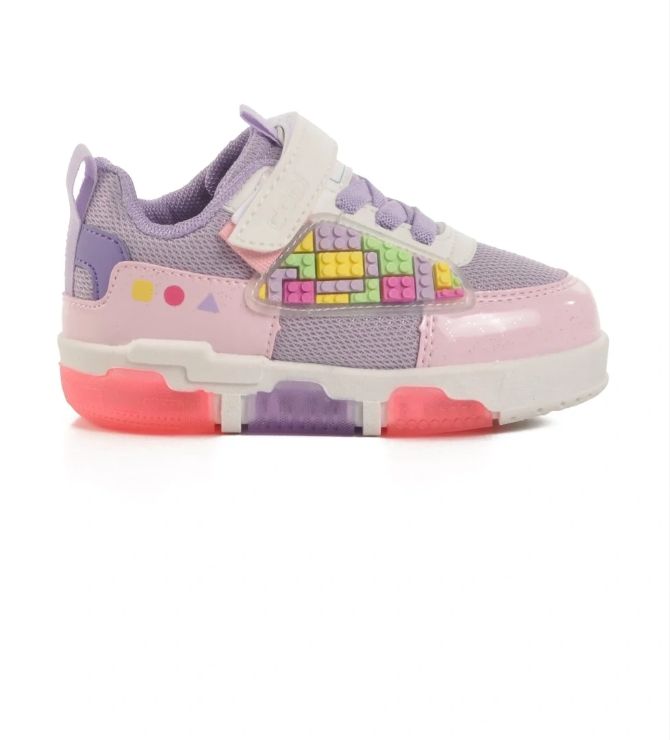 Mor Cırtlı Fileli Işıklı Kız Çocuk Spor Ayakkabı Legos B