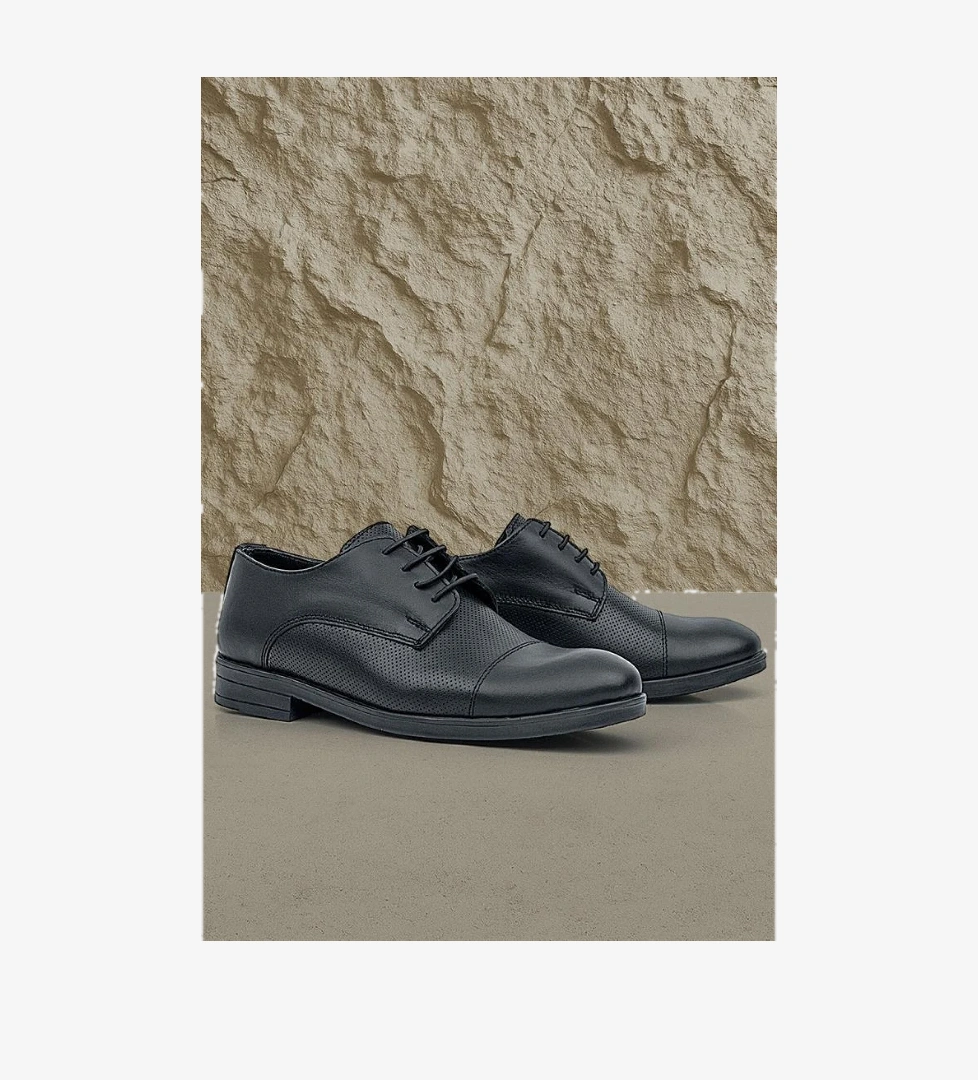 Siyah Mat Bağcıklı Oxford Çocuk Klasik Ayakkabı - Görsel 1