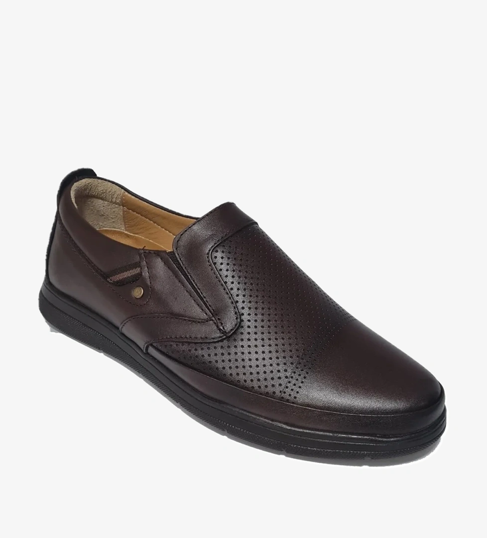 Akyüz Bağcıksız Orta Kısım Nokta Baskılı Hakiki Deri Erkek Konfor Ayakkabı Ay-310-y model görseli