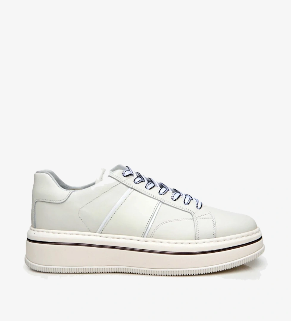 Hotiç Erkek Deri Beyaz Siyah Yüksek Tabanlı Spor Ayakkabı model görseli