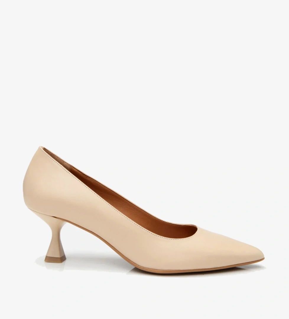 Kadın Deri Bej Esnek Tabanlı Stiletto