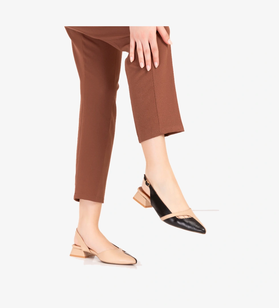 Gondol Kadın Hakiki Deri Şık Kısa Topuklu Ayakkabı md.1