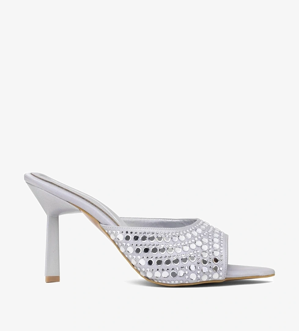 Elit PM161 K8011S Kadın Topuklu Terlik Gümüş - Görsel 1