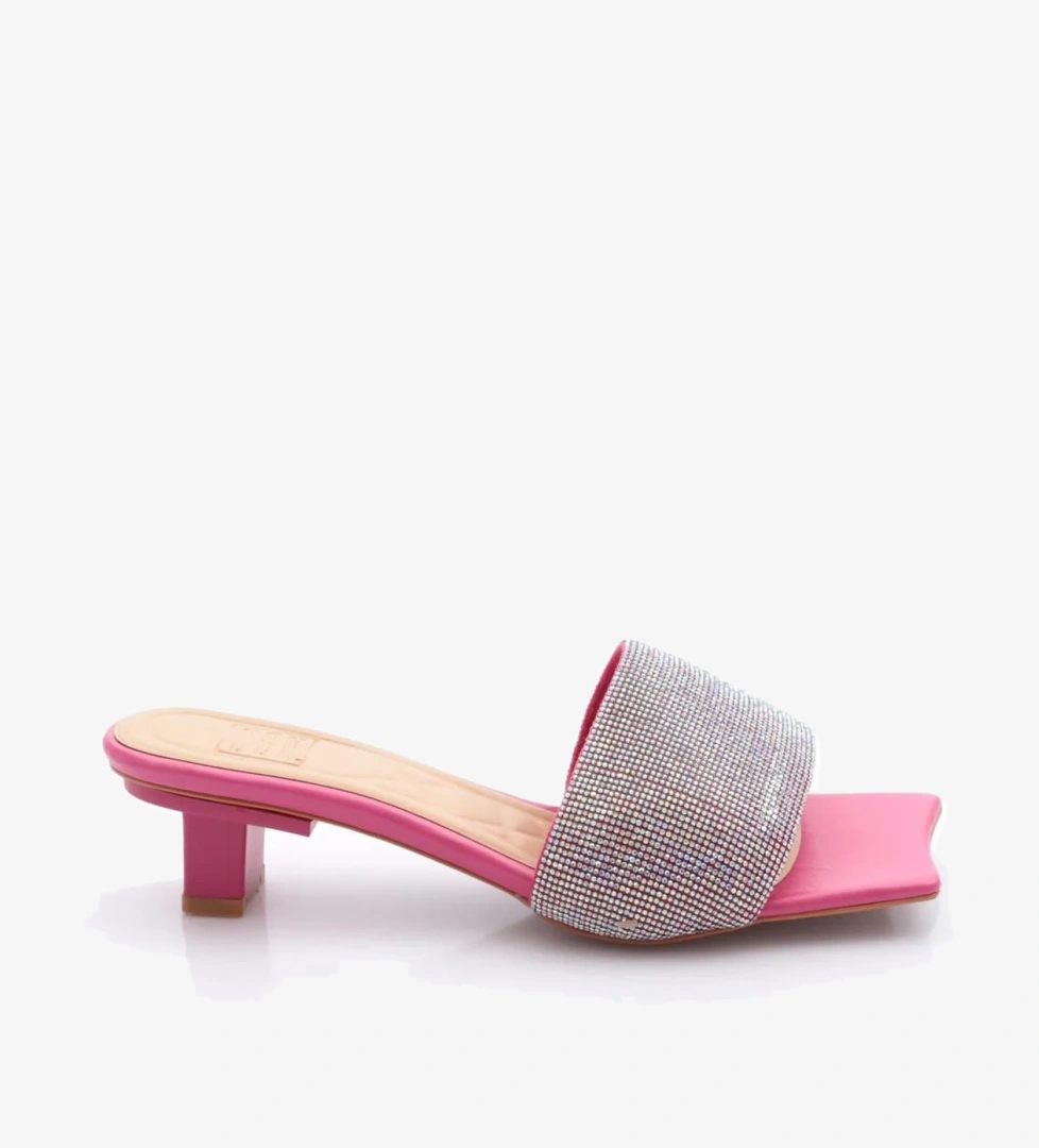 8011 Kadin Silver Taşli Kisa Topuklu Terlik