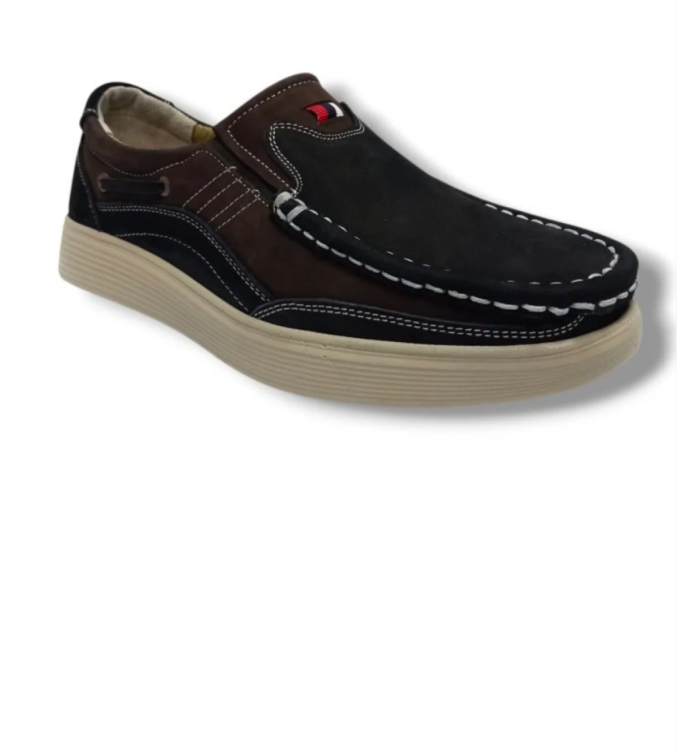 1709-25 Hakiki Nubuk Deri Casual Erkek Ayakkabı Siyah Kahve Buz - Görsel 1