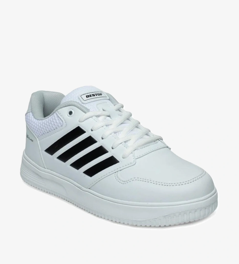 Bestof Best Of 074-25 Deri Slash Anatomik Sneaker Beyaz Siyah 36-40 model görseli