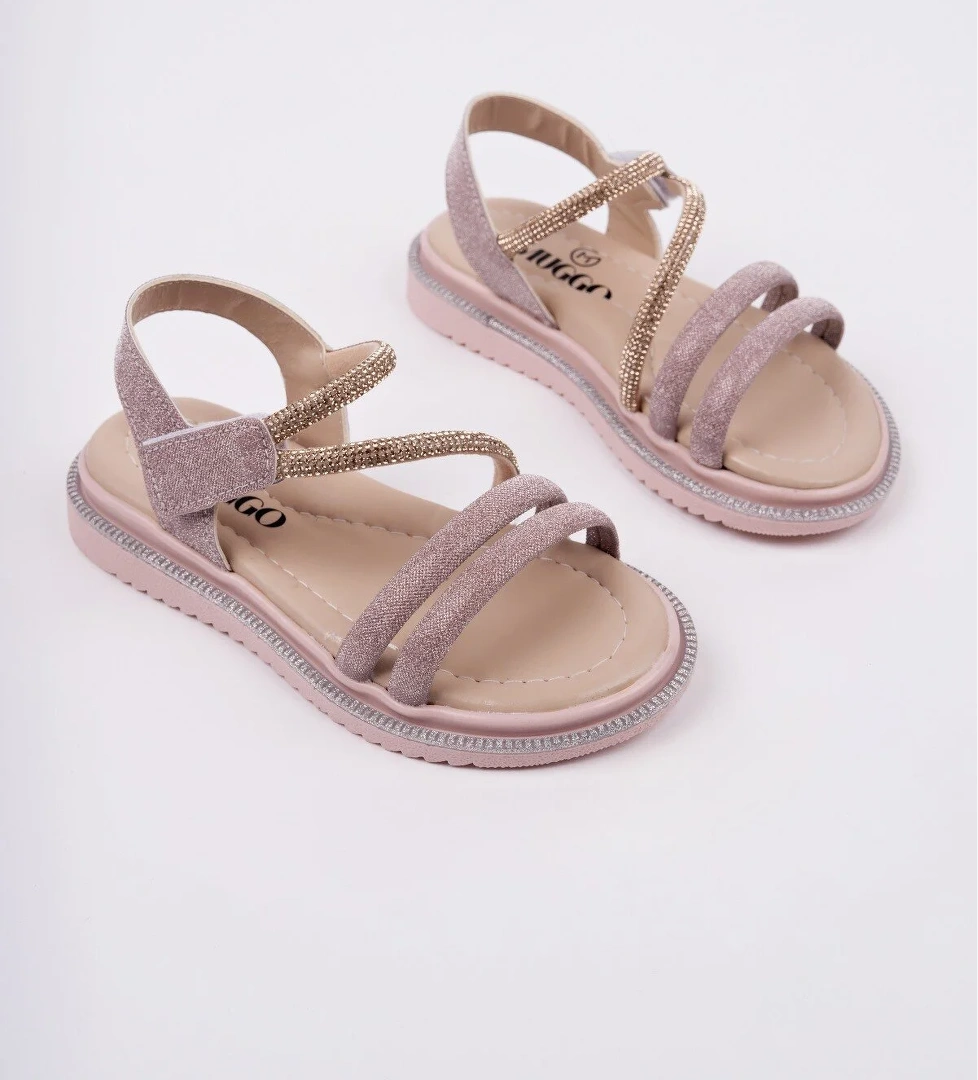 MQUEEN Cırtlı ve Simli Günlük Kız Çocuk Sandalet