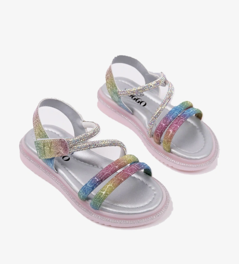 MQUEEN Cırtlı ve Simli Günlük Kız Çocuk Sandalet