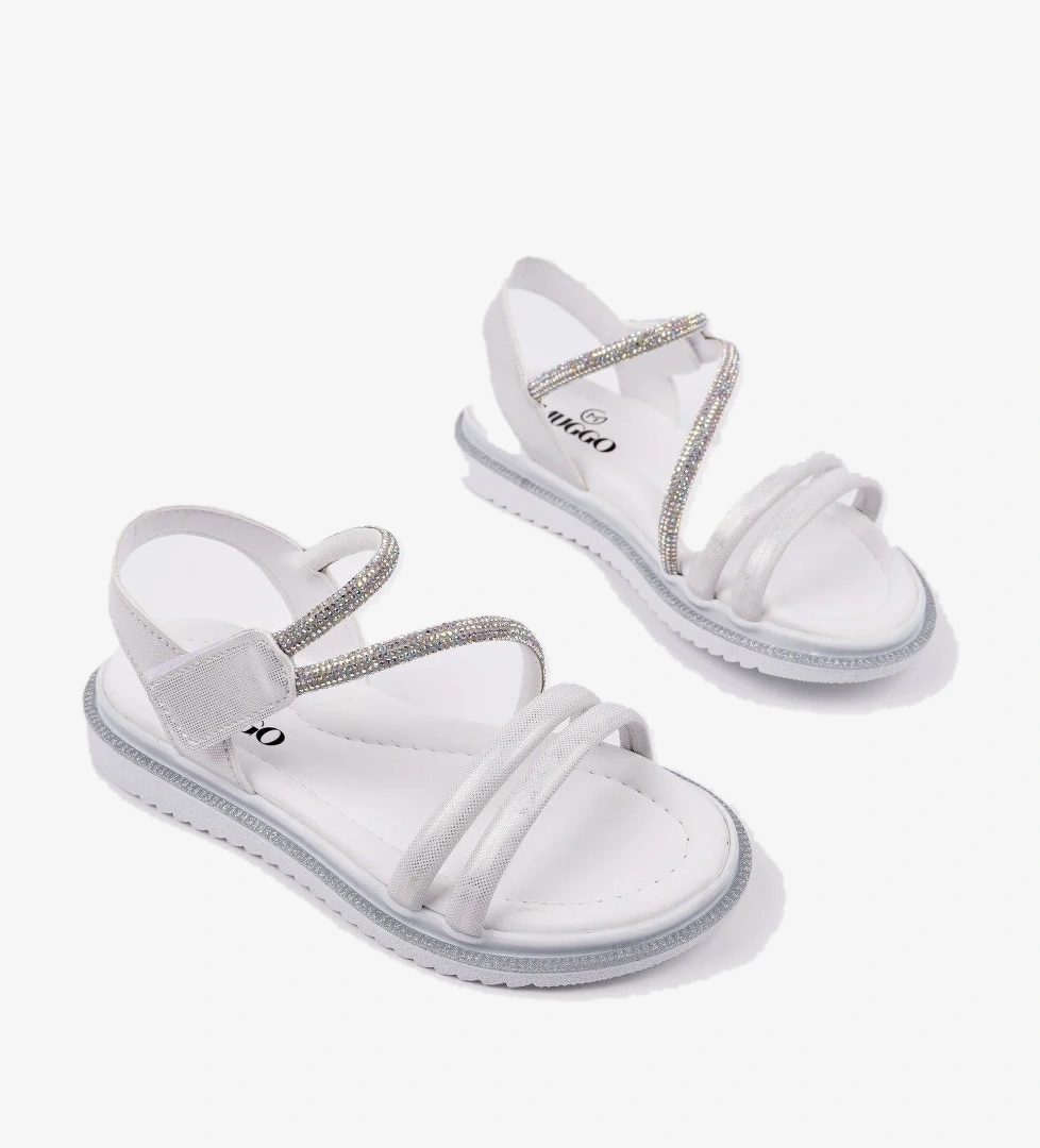 MQUEEN Cırtlı ve Simli Günlük Kız Çocuk Sandalet