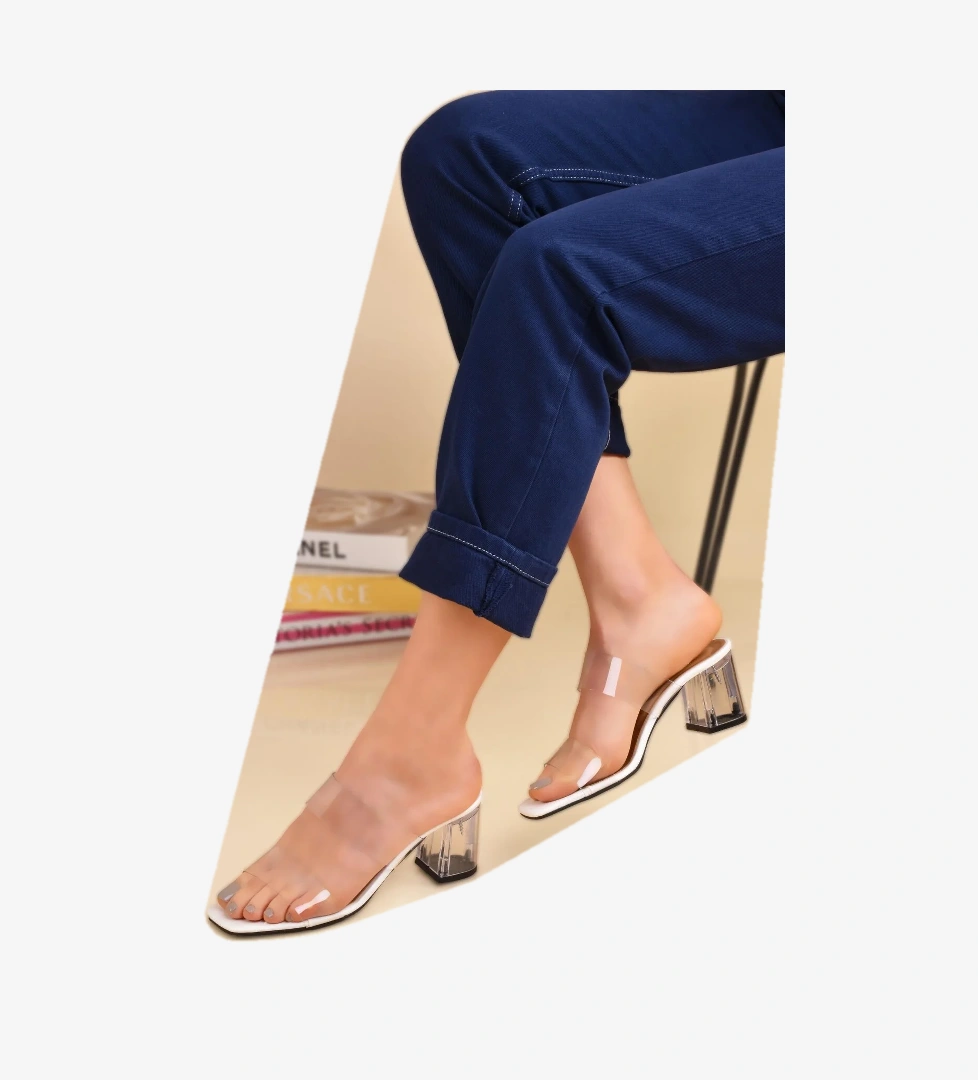 Kadın Şeffaf Bantlı Topuklu Terlik Ayakkabı - Görsel 1