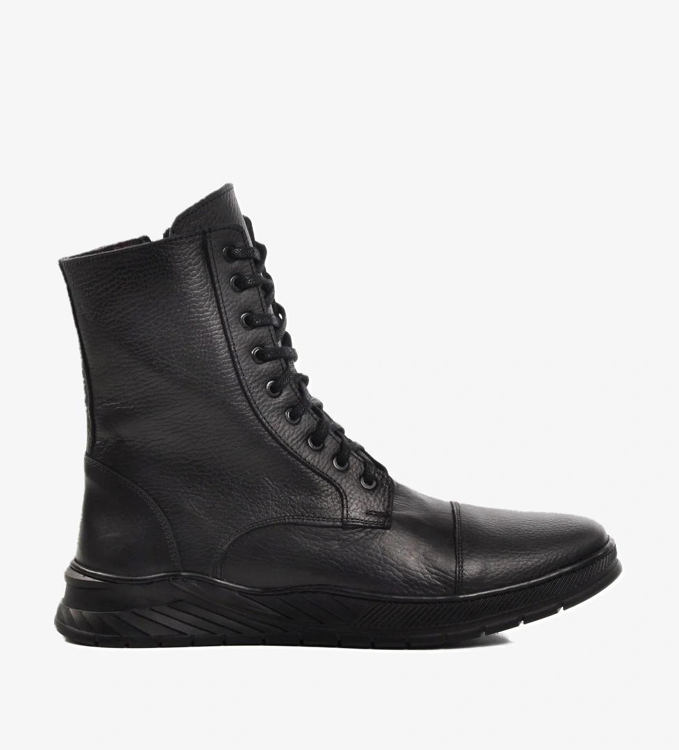 A Spor Aspor Siyah İçi Polarlı Hakiki Deri Düz Erkek Bot model görseli