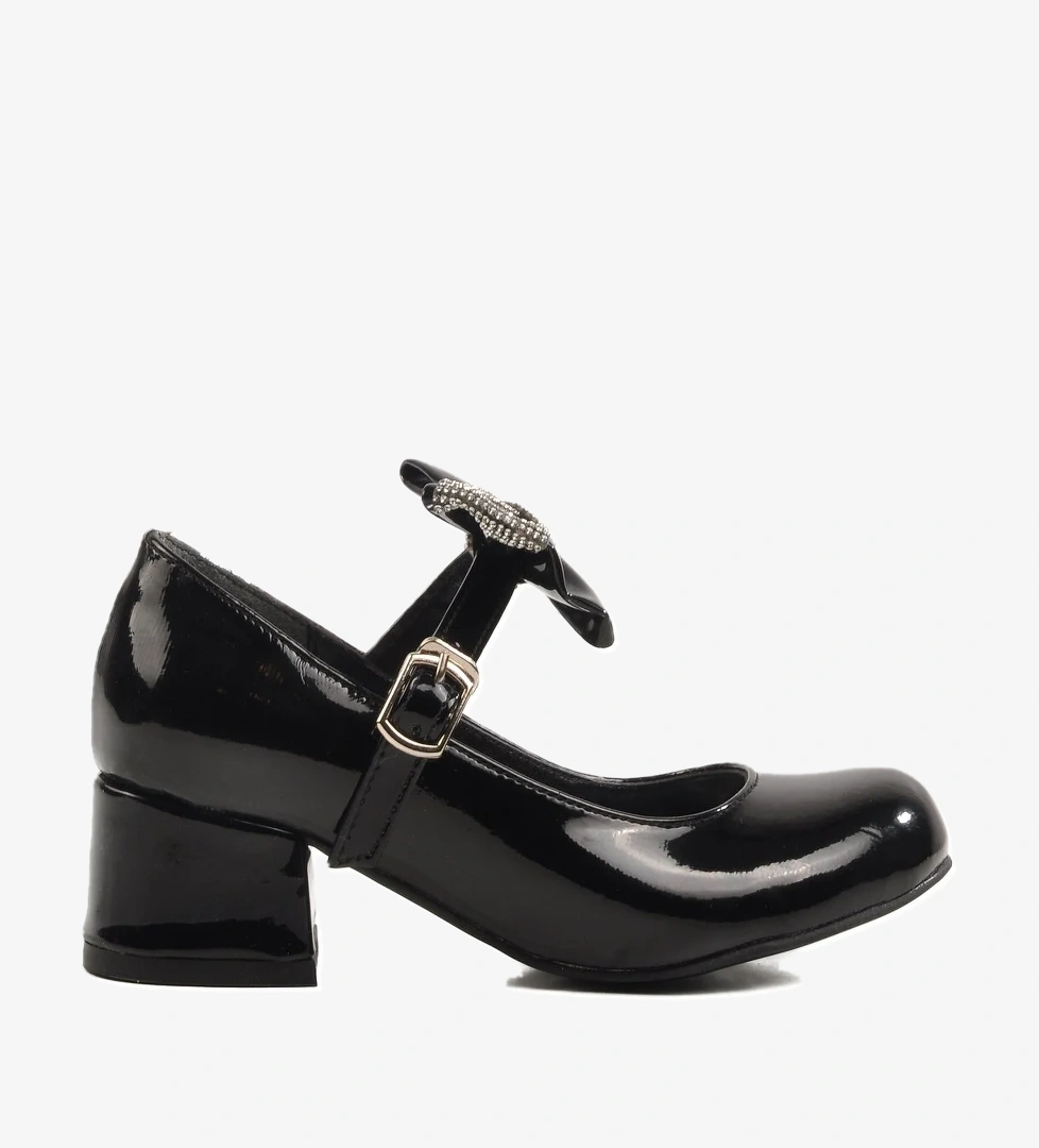 A Spor Aspor Siyah Fiyonk Kurdeleli Bantlı Kız Çocuk Babet model görseli