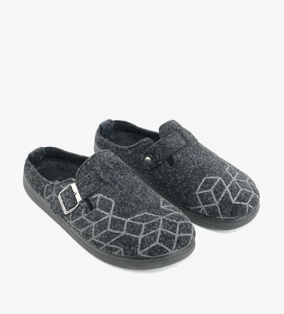 Gezer Gezer Siyah 14622 Erkek Kışlık Keçe Ev Halı Terliği Sandalet & Terlik | Flo Siyah - 1. görsel