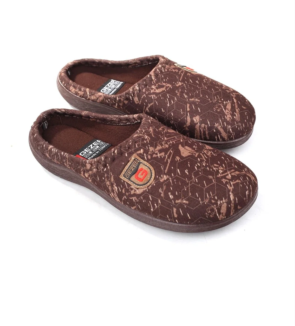 15902 Erkek Günlük Kahverengi Kışlık Halı Misafir Terliği - Görsel 1