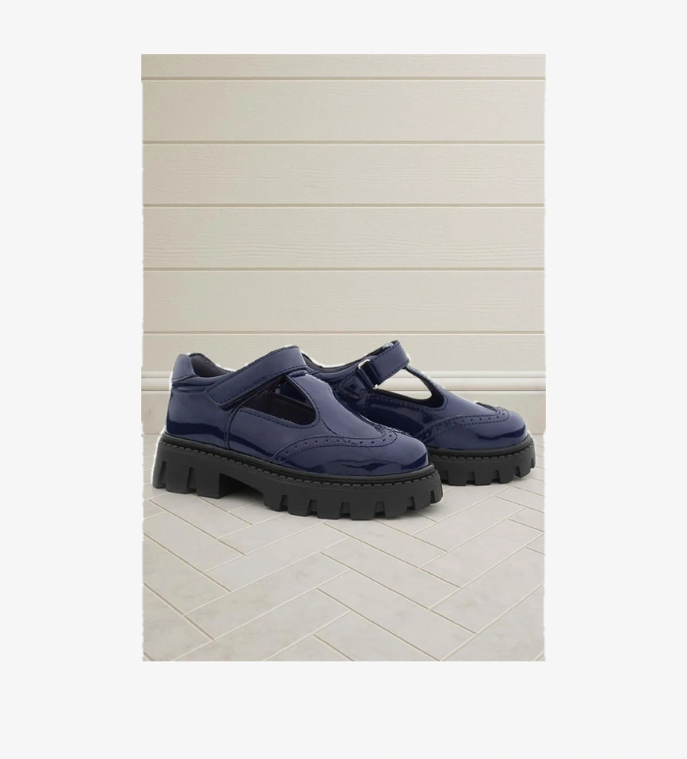 Rakerplus Lacivert Rugan Cırtlı Kız Çocuk Okul Ayakkabı model görseli