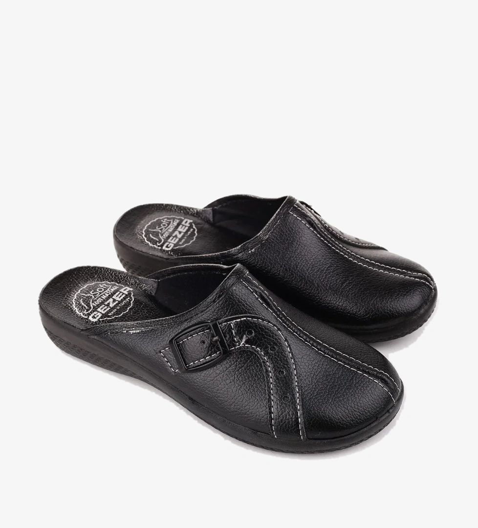 Gezer Gezer Siyah 16186 Soft Masaj Taban Sabo Önü Kapalı Günlük Kadın Terlik Sandalet & Terlik | Flo Siyah - 1. görsel