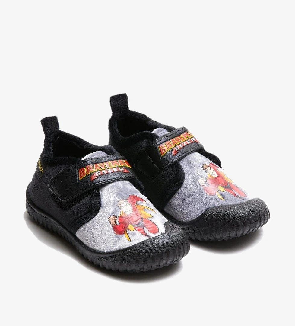 Kışlık Braveman Baskılı Rahat Cırtlı Erkek Bebek Çocuk Panduf - Görsel 1