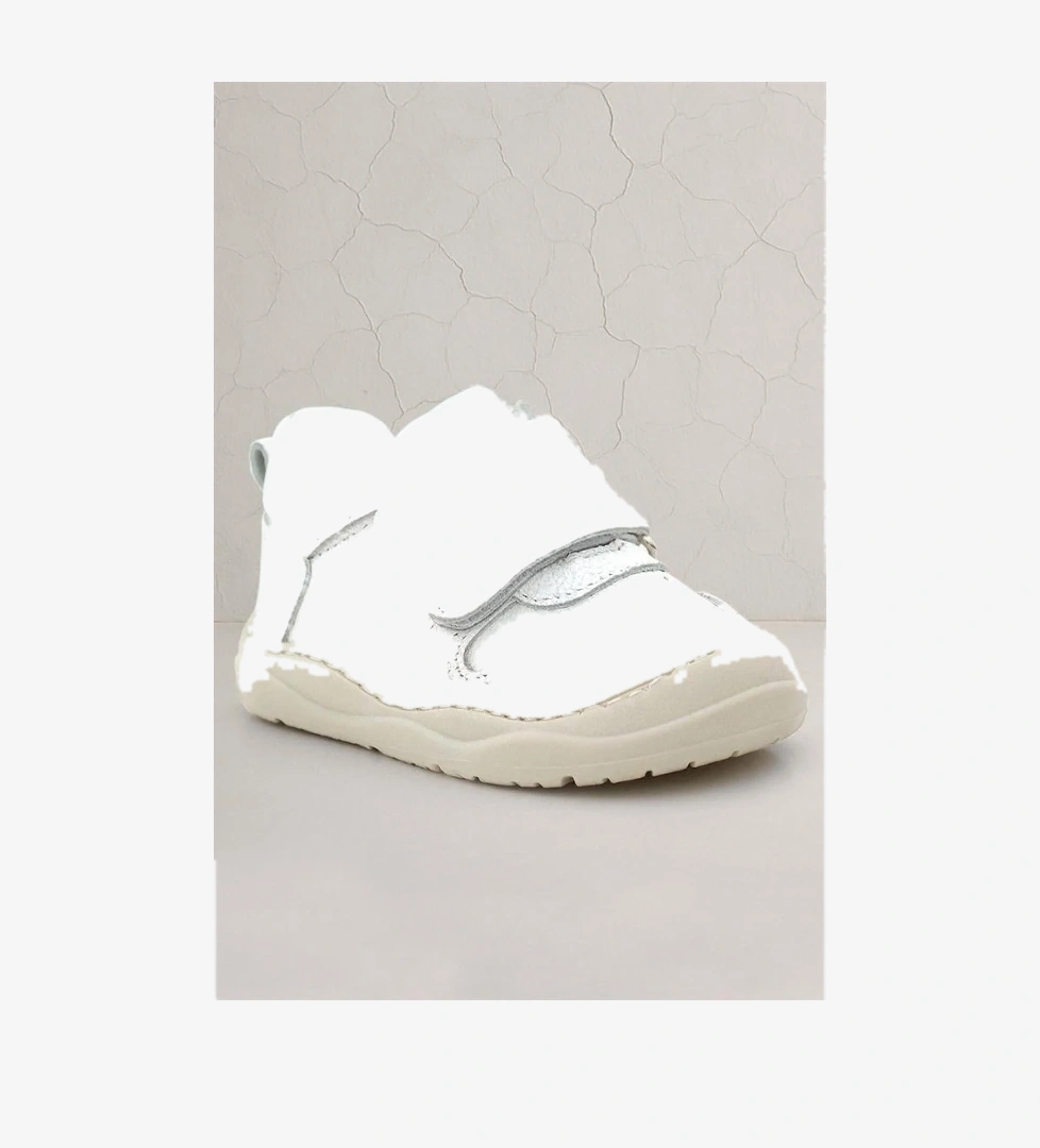 Schaggy Hakiki Deri Beyaz Cırtlı Bebek Spor Ayakkabı - Görsel 1