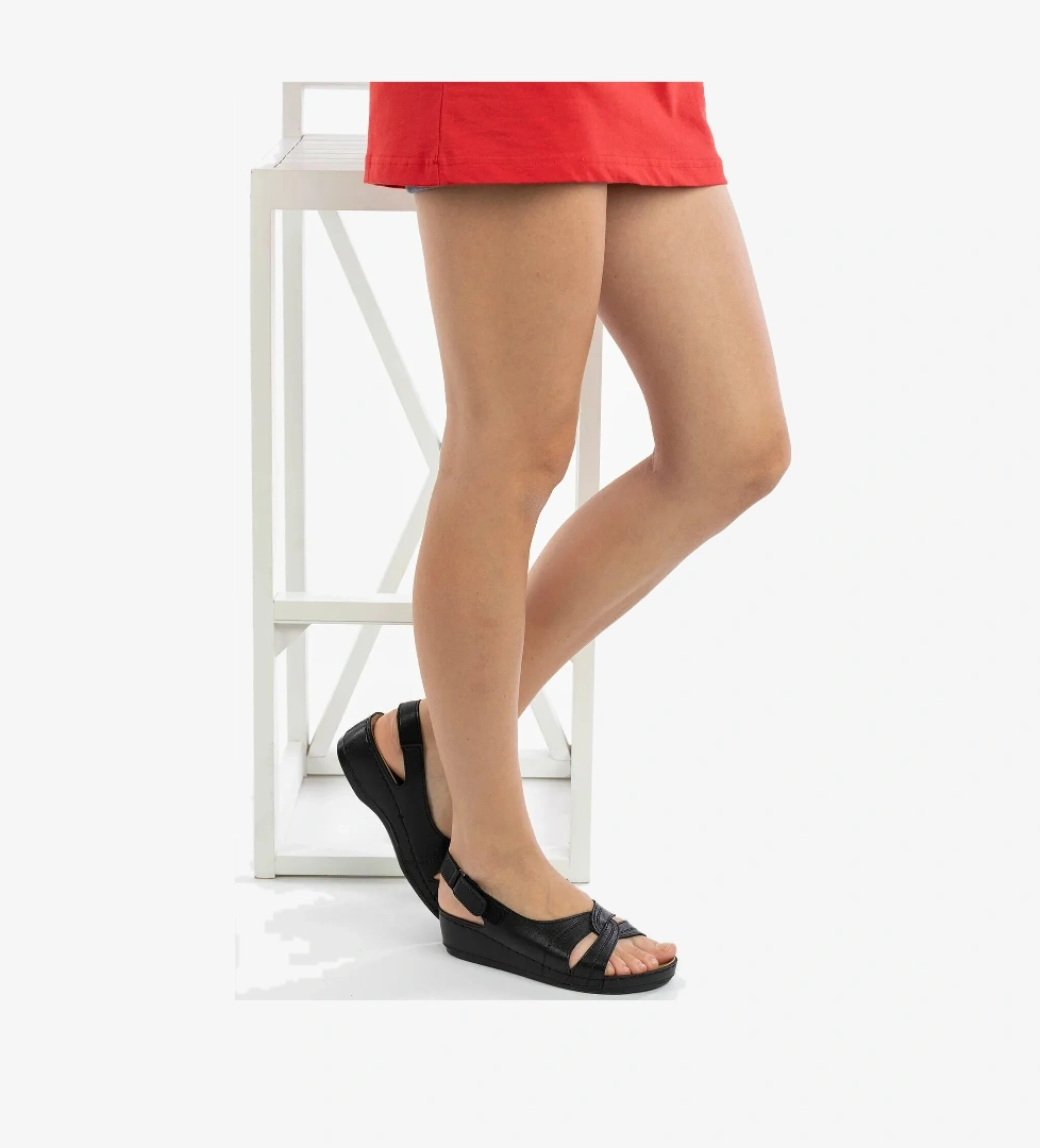 1817 Ortopedik Cırtlı Topuklu Plaj Kadın Sandalet - Görsel 1