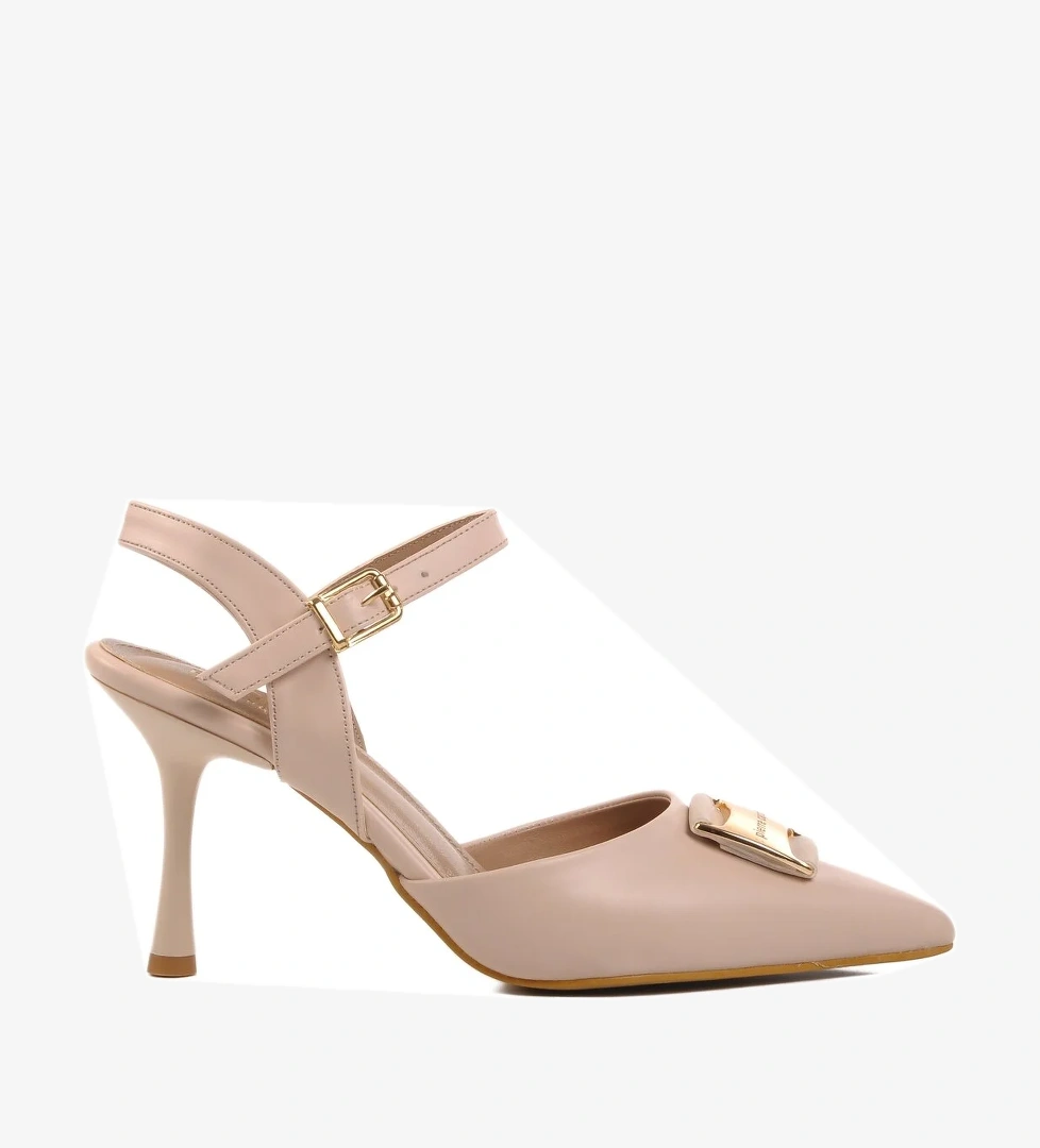 Krem İnce Topuklu Kadın Abiye Ayakkabı PC-54717 Z