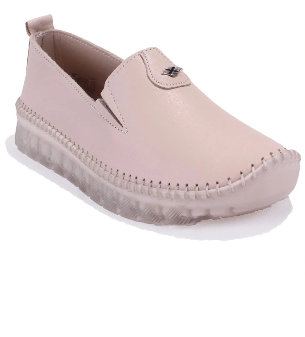 Dagoster Dza07-63114 Bej Siyah Ortopedik Günlük Deri Kadın Ayakkabı model görseli