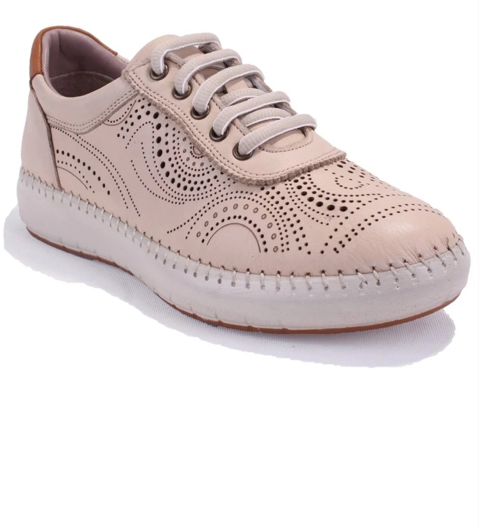 DZA07-1236030 Bej Ortopedik Günlük Deri Kadın Ayakkabı