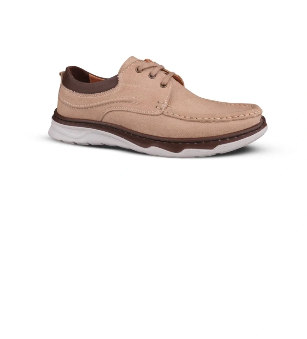 Günlük Ayakkabı - Bej, Nubuk Deri