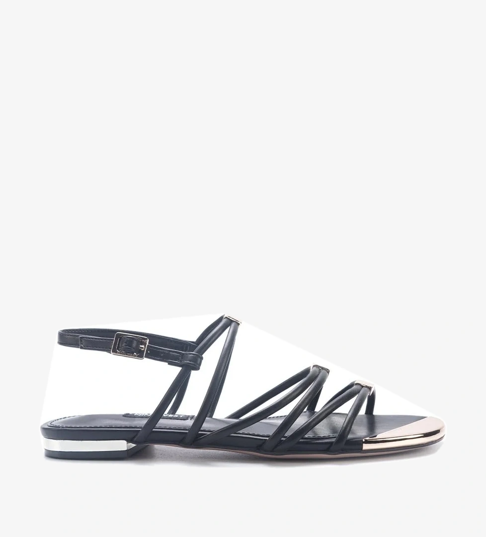 MARCELA 5FX Siyah Kadın Düz Sandalet - Görsel 1