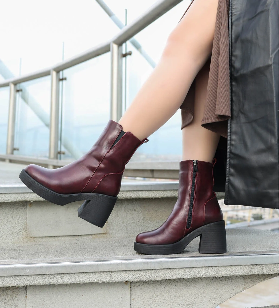 Fast Step Hakiki Deri Kürklü Kadın Kalın Topuklu Bot 217kza0657-03 model görseli