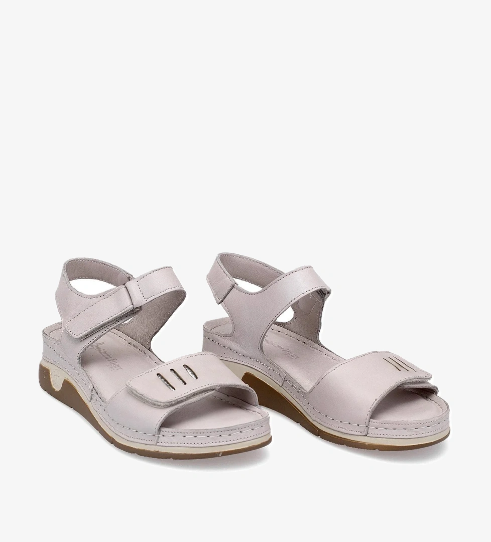 Elit RhmM-22 Kadın Hakiki Deri Ortopedik Düz Sandalet Gri