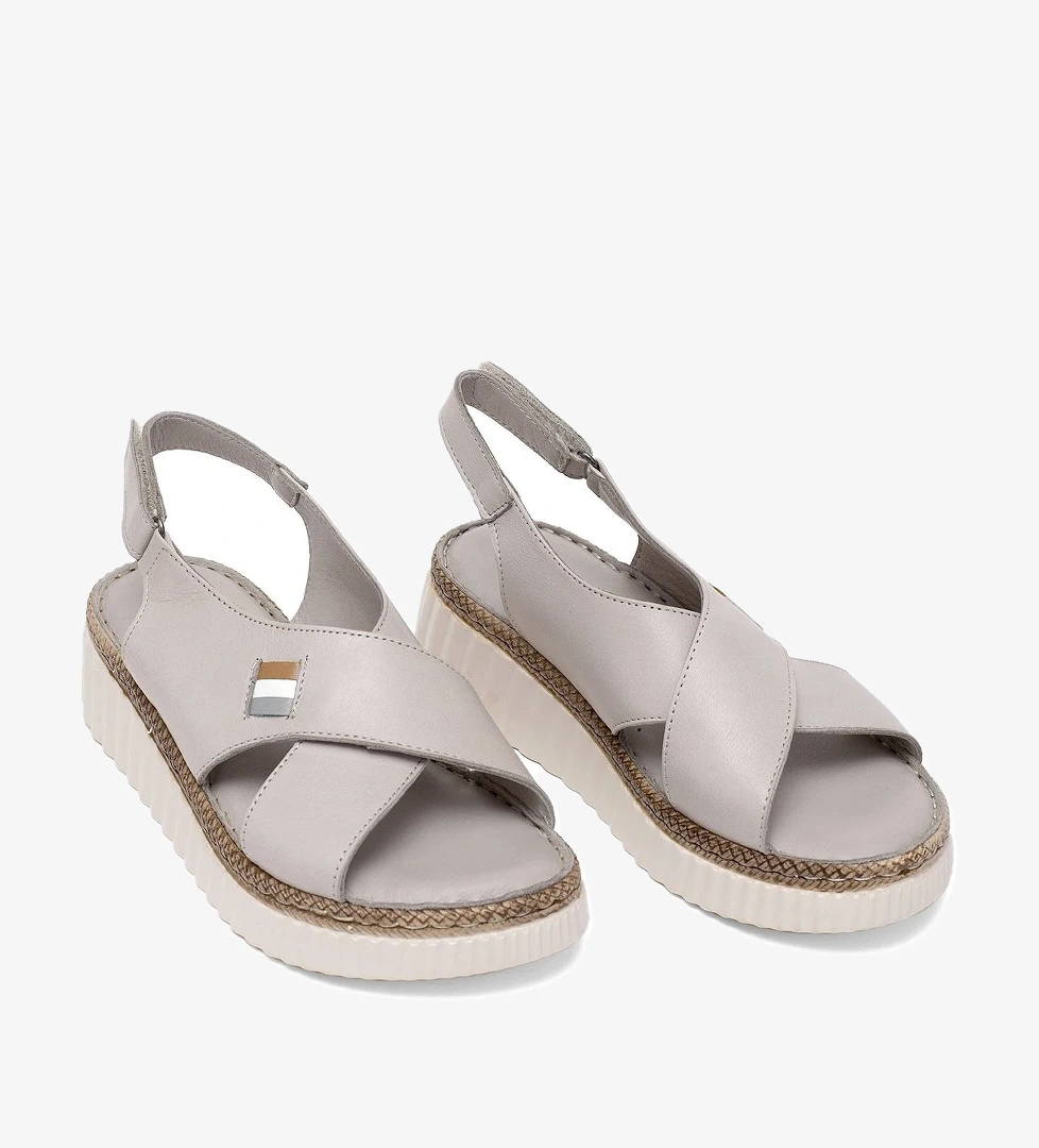 Ayakkabı Fuarı Elit Rhm408 Kadın Hakiki Deri Ortopedik Düz Sandalet Siyah Gri model görseli