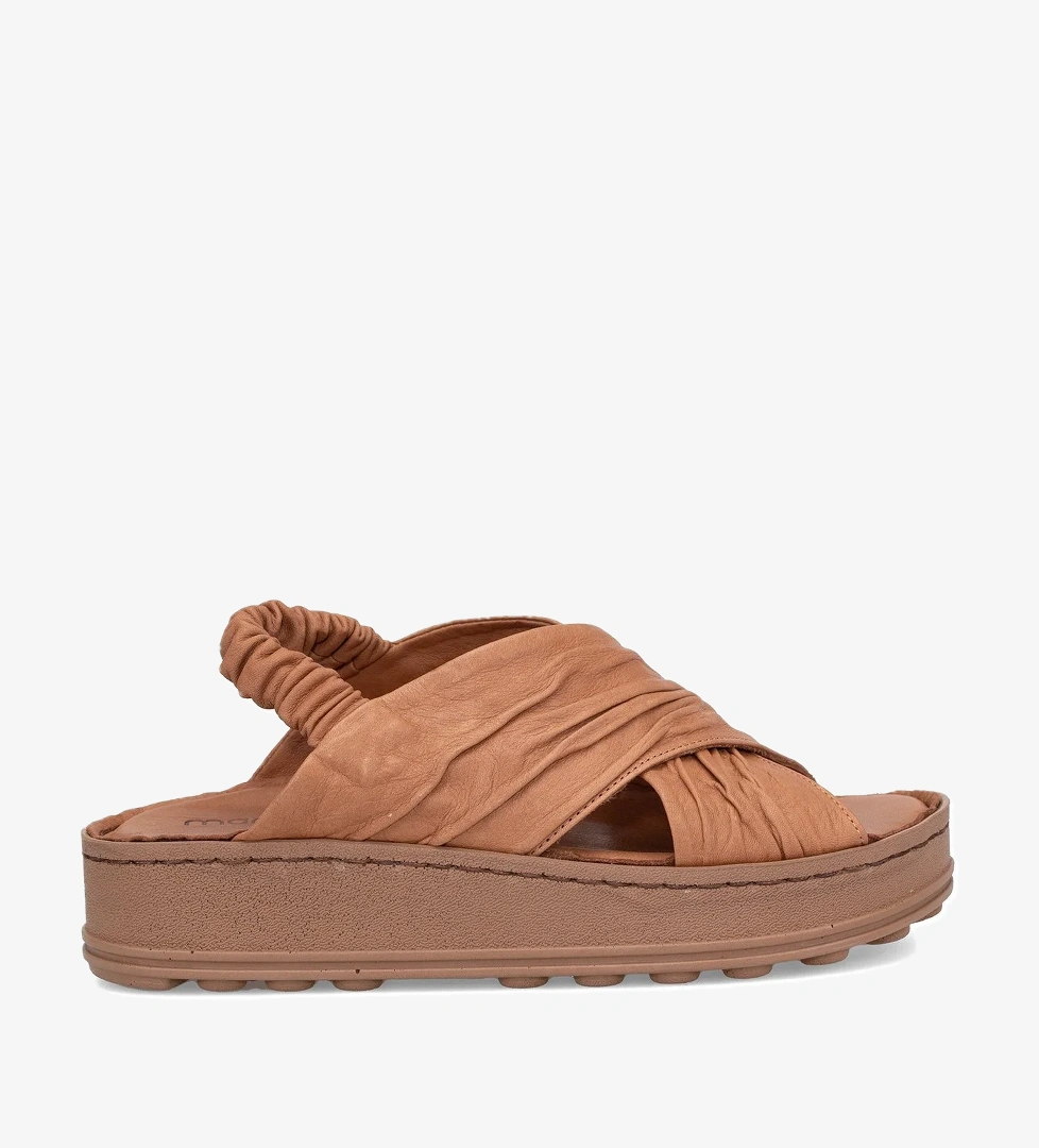 D25YS-2585 Kadın Hakiki Deri Düz Sandalet Taba